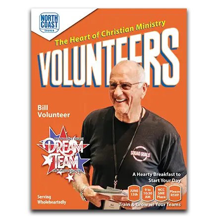 Flyer promoting a training party for volunteers